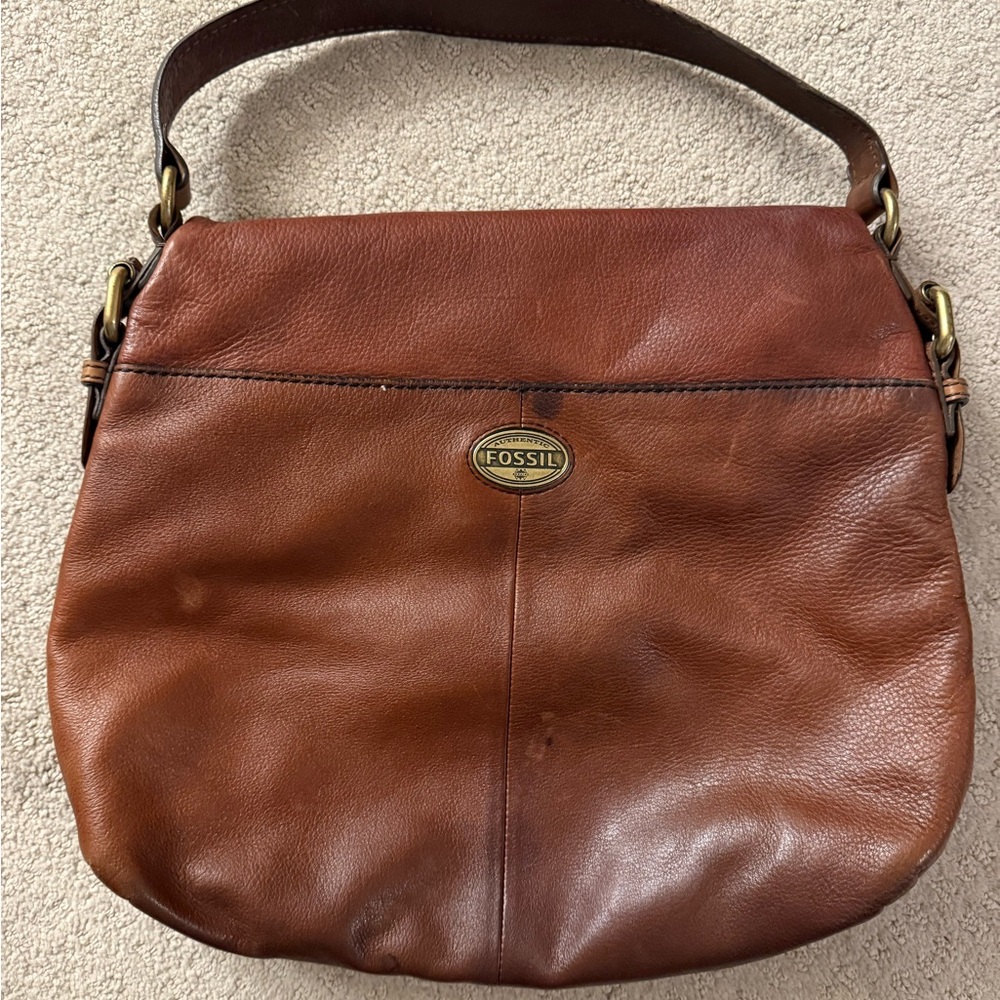 Fossil Tan Leather Shoulder Bag